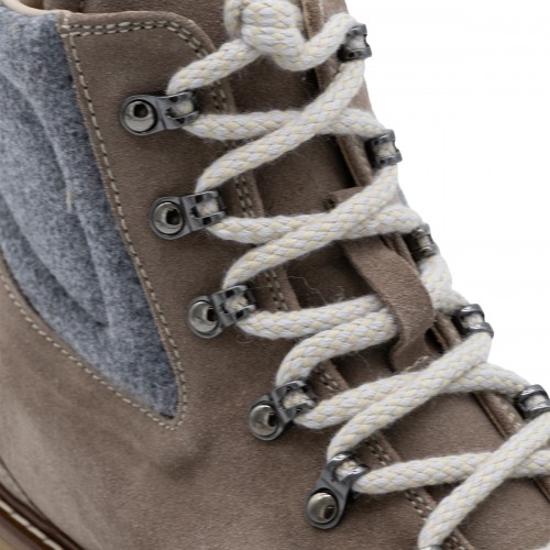 BROWN AND GREY BOOTS