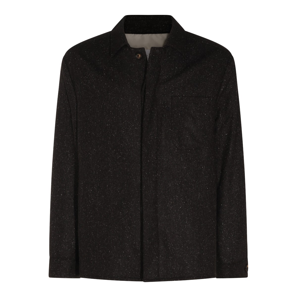 DARK BROWN WOOL CASUAL JACKET