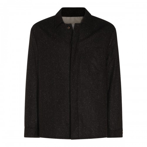 DARK BROWN WOOL CASUAL JACKET