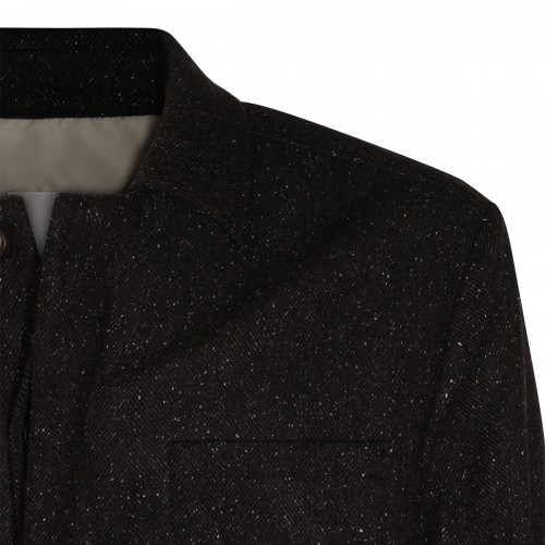DARK BROWN WOOL CASUAL JACKET