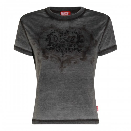 BLACK COTTON BURNOUT T-SHIRT