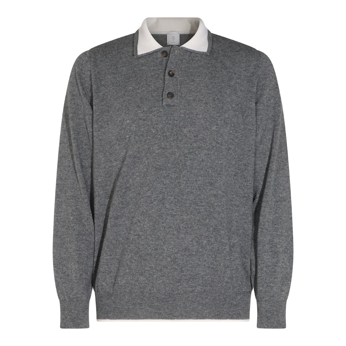 GREY WOOL AND CASHMERE BLEND POLO...
