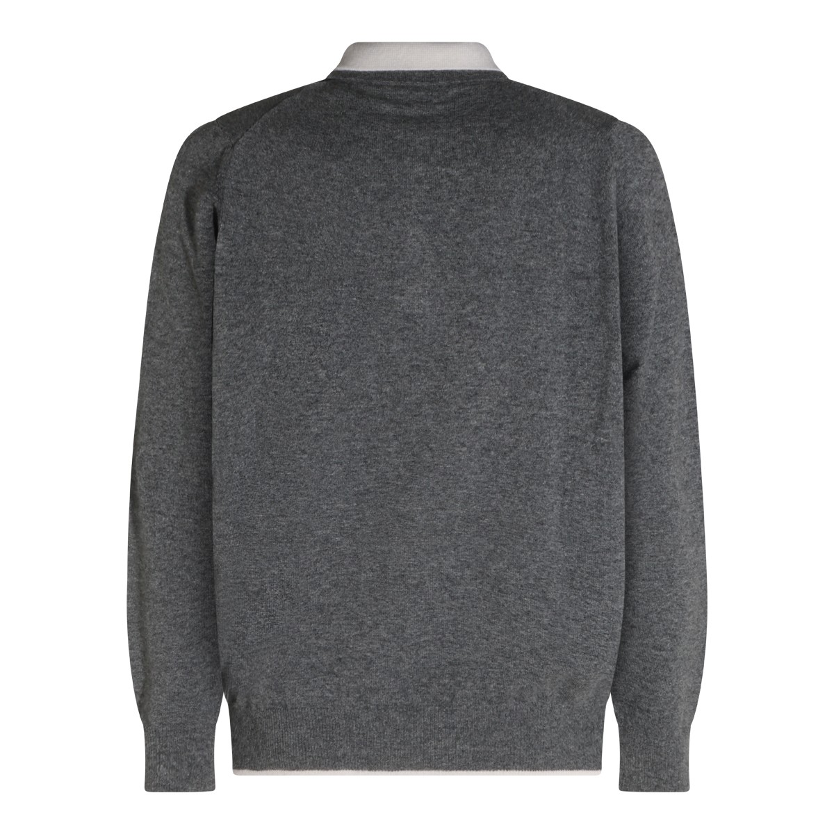 GREY WOOL AND CASHMERE BLEND POLO...