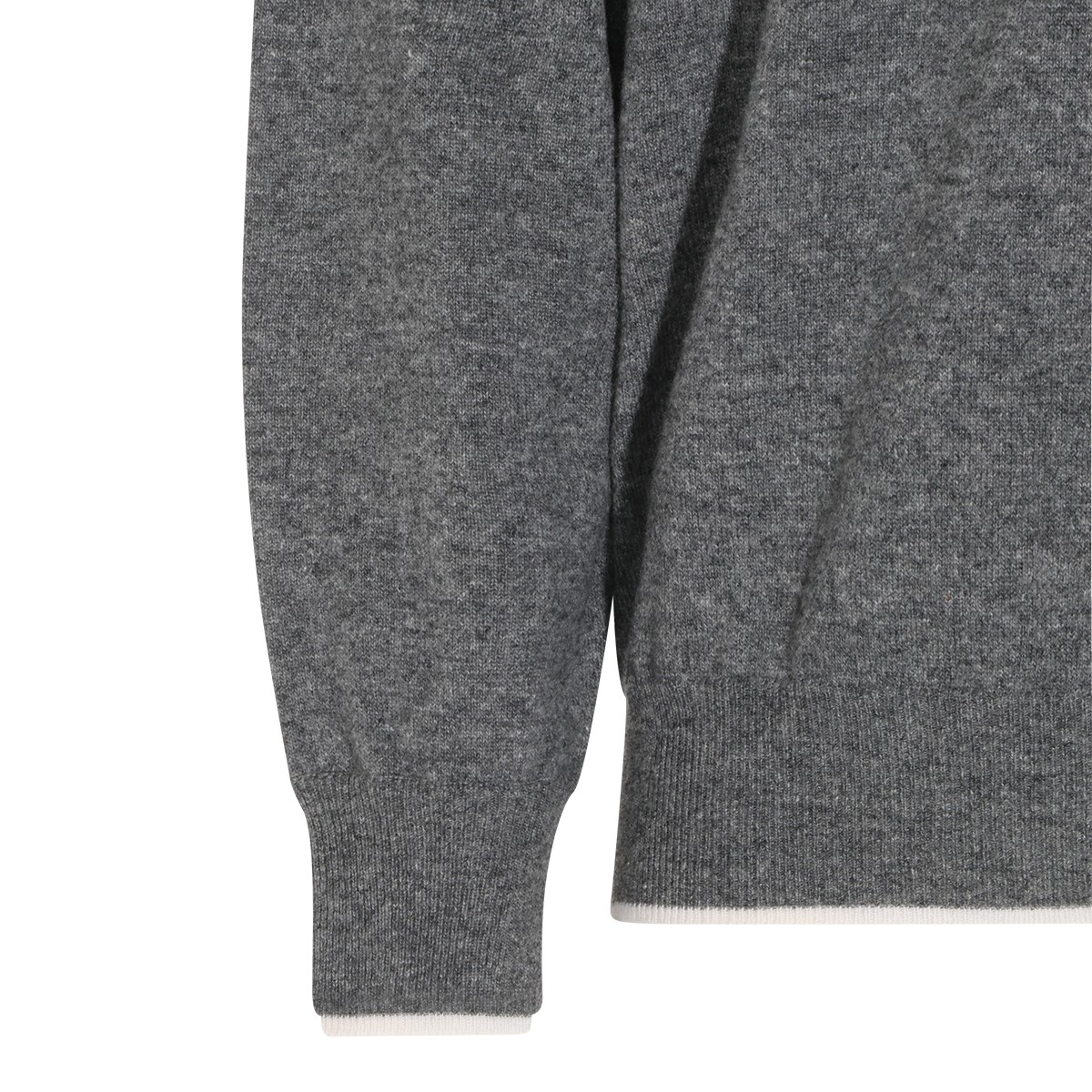GREY WOOL AND CASHMERE BLEND POLO...