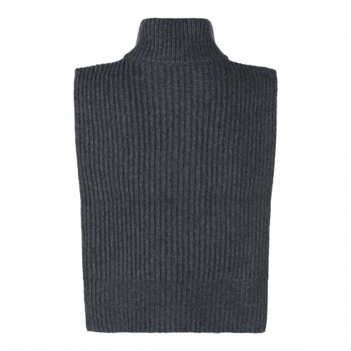 DARK GREY MELANGE WOOL STOLE VEST SWEATER