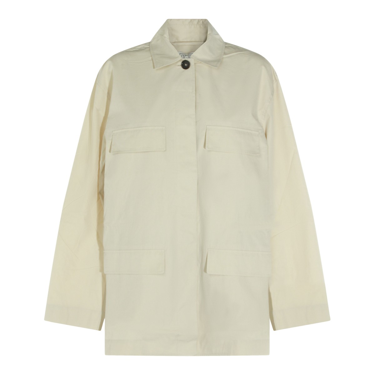 OYSTER COTTON BLEND COLLARED TRENCH COAT