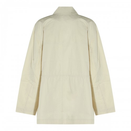 OYSTER COTTON BLEND COLLARED TRENCH COAT