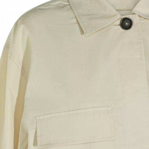 OYSTER COTTON BLEND COLLARED TRENCH COAT