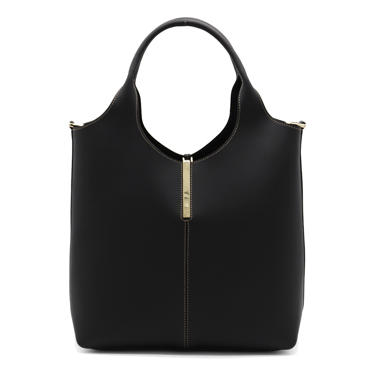 BLACK LEATHER TOTE