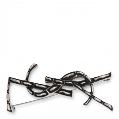 SILVER BRASS LOGO BROOCHE 2