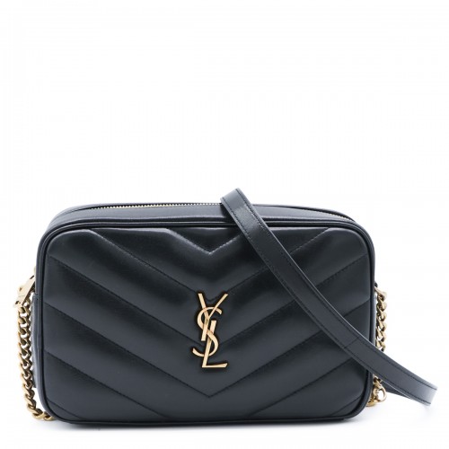 BLACK LEATHER LOULOU CAMERA CROSSBODY BAG