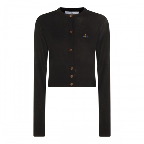 BLACK WOOL CROPPED CARDIGAN