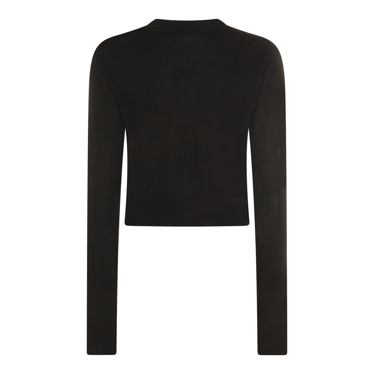 BLACK WOOL CROPPED CARDIGAN