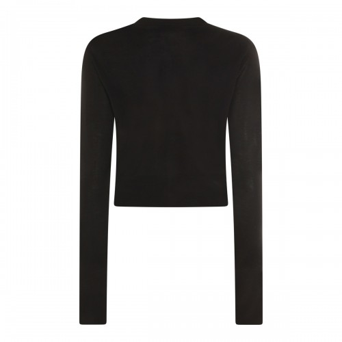 BLACK WOOL CROPPED CARDIGAN