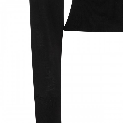 BLACK WOOL CROPPED CARDIGAN