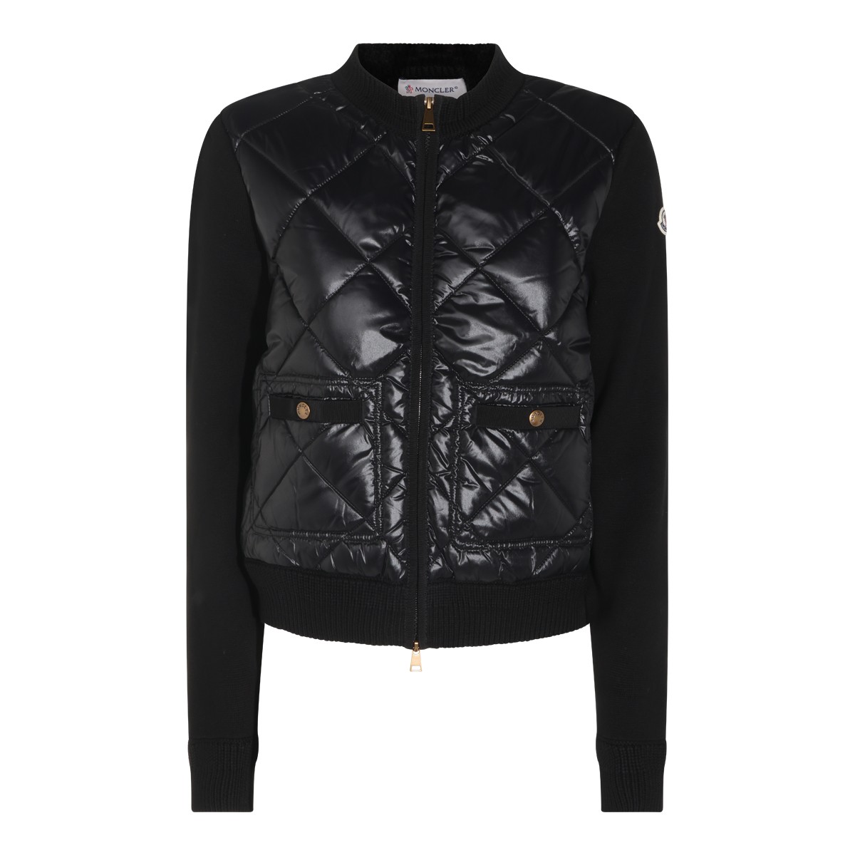 BLACK COTTON PADDED CARDIGAN