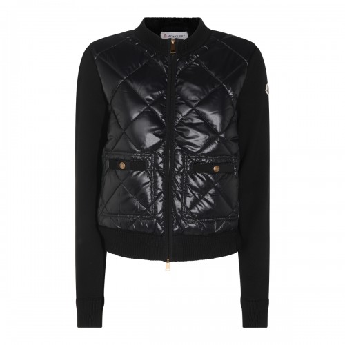 BLACK COTTON PADDED CARDIGAN