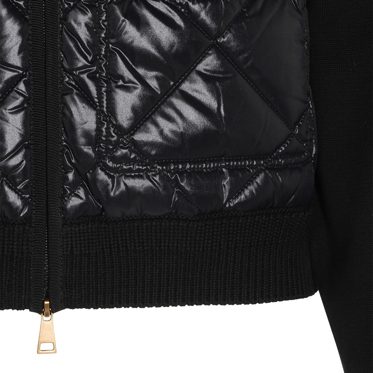 BLACK COTTON PADDED CARDIGAN