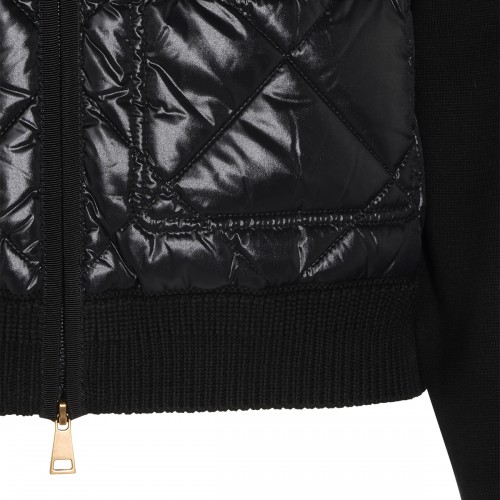 BLACK COTTON PADDED CARDIGAN