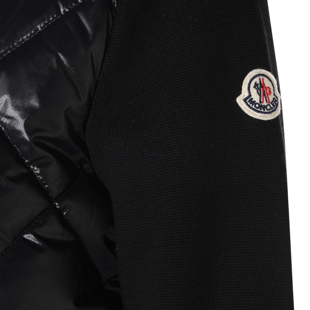 BLACK COTTON PADDED CARDIGAN
