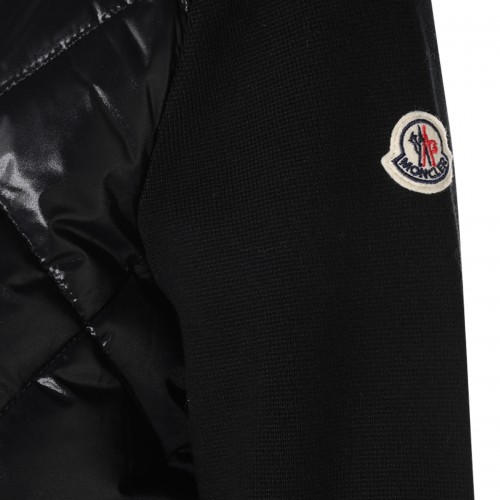 BLACK COTTON PADDED CARDIGAN
