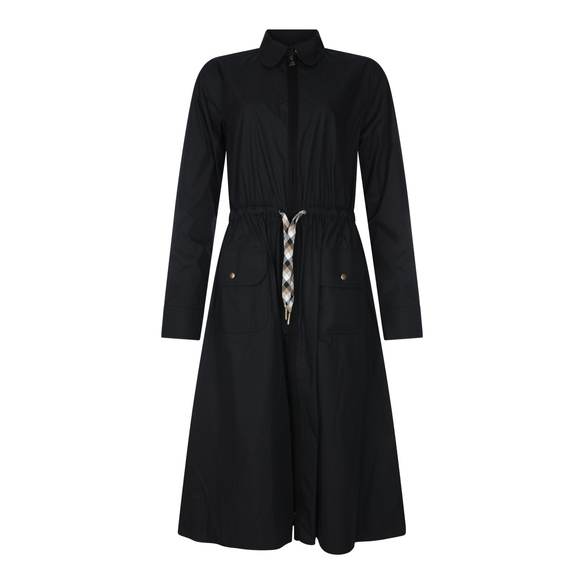 BLACK COTTON BLEND KNEE LENGTH DRESS