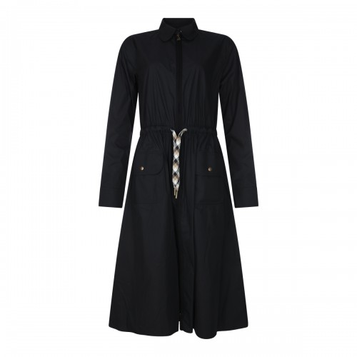 BLACK COTTON BLEND KNEE LENGTH DRESS