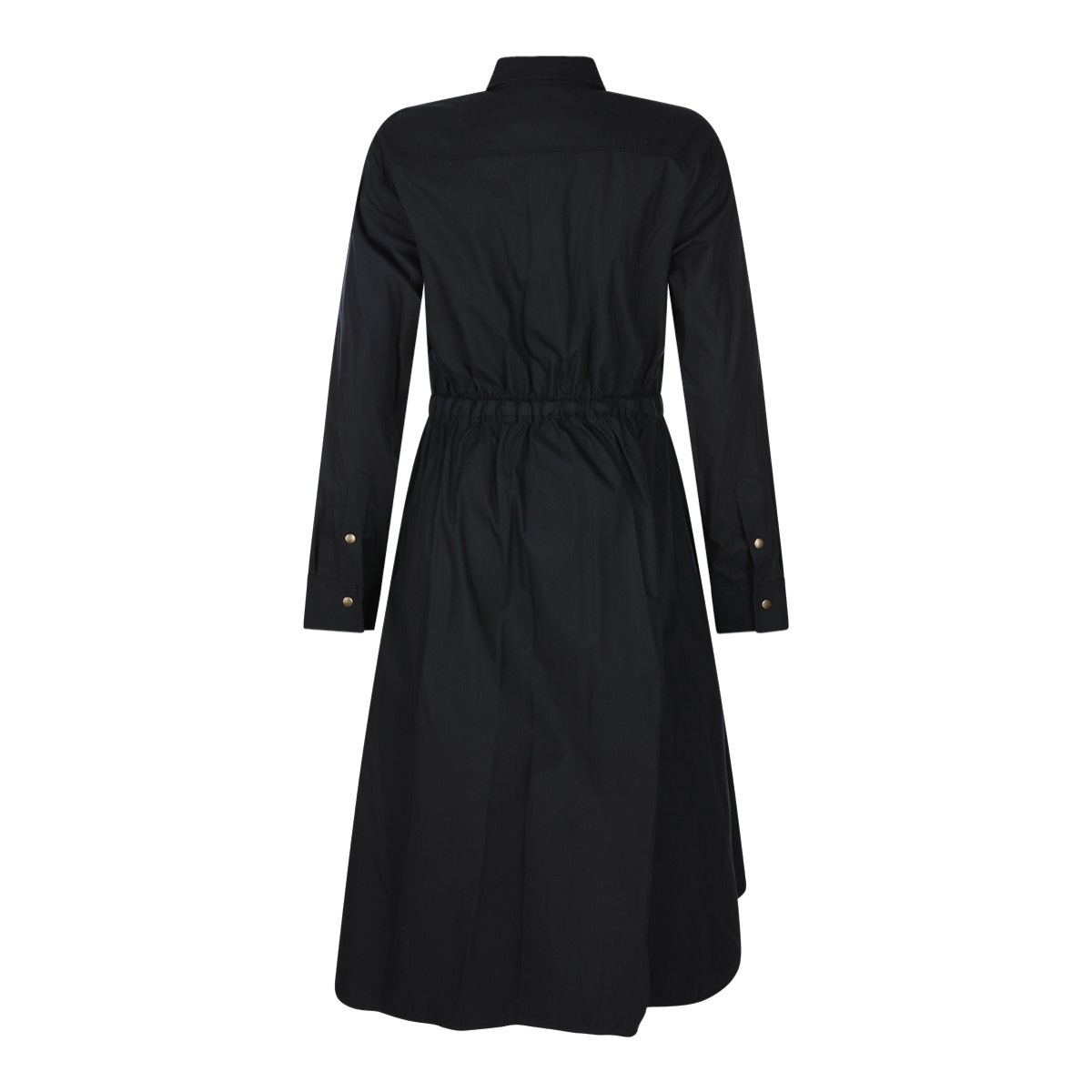 BLACK COTTON BLEND KNEE LENGTH DRESS