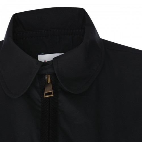 BLACK COTTON BLEND KNEE LENGTH DRESS