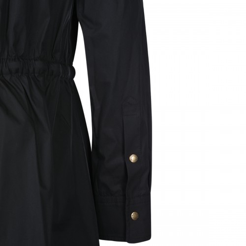 BLACK COTTON BLEND KNEE LENGTH DRESS