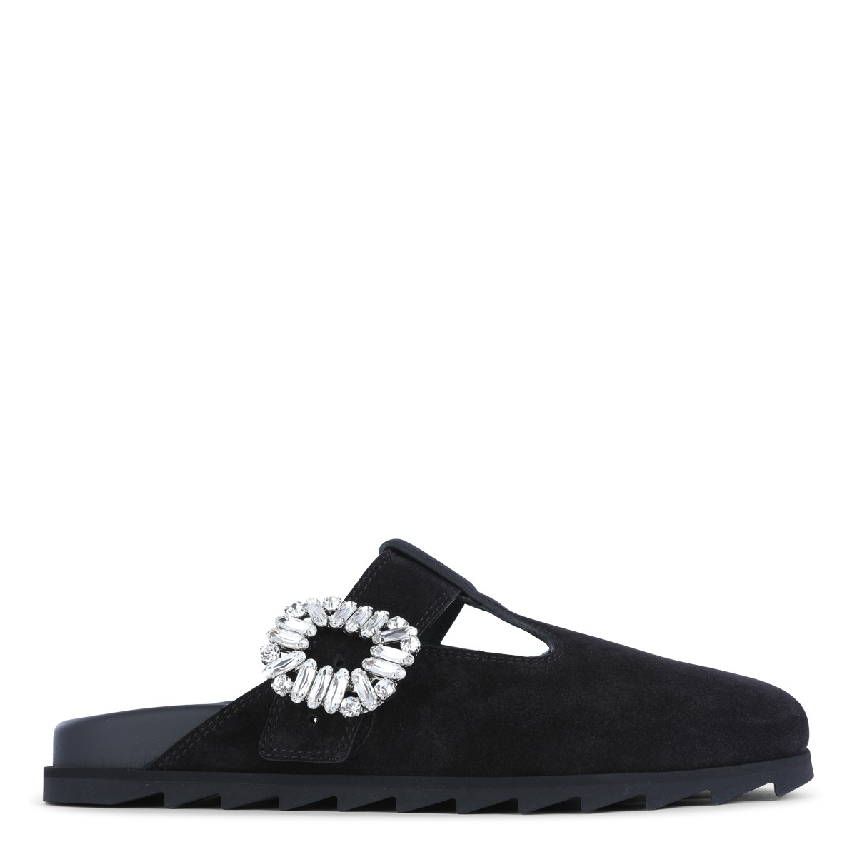 BLACK SUEDE SLID VIV' MULES FLATS