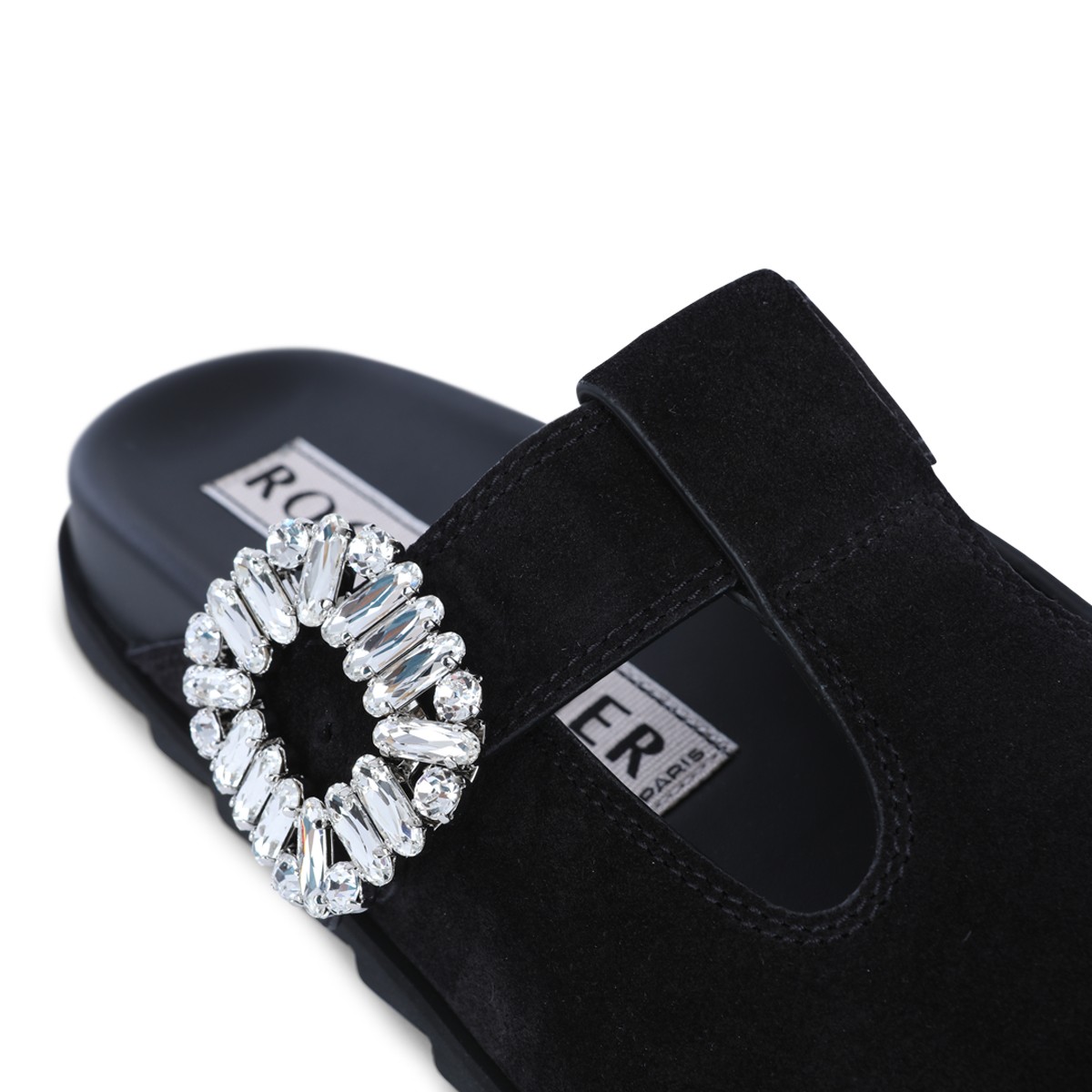 BLACK SUEDE SLID VIV' MULES FLATS
