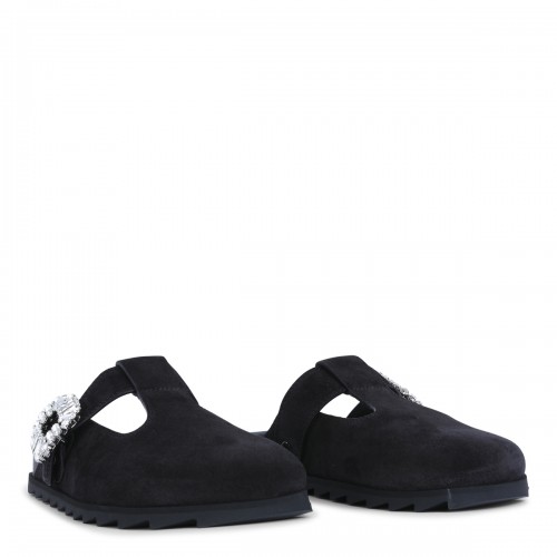 BLACK SUEDE SLID VIV' MULES FLATS