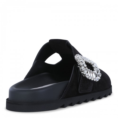 BLACK SUEDE SLID VIV' MULES FLATS
