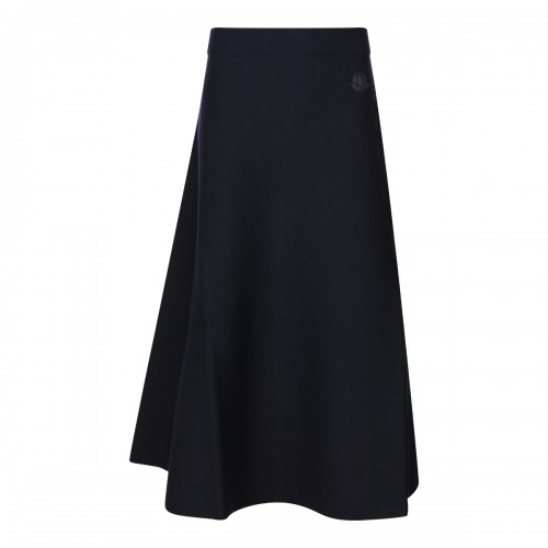 NAVY WOOL BLEND PLEATED...