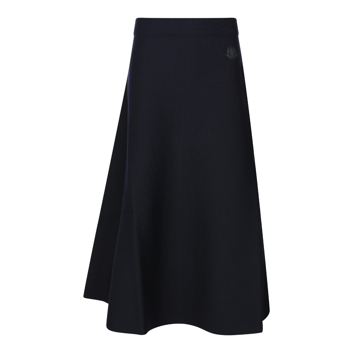 NAVY WOOL BLEND PLEATED MIDI SKIRT