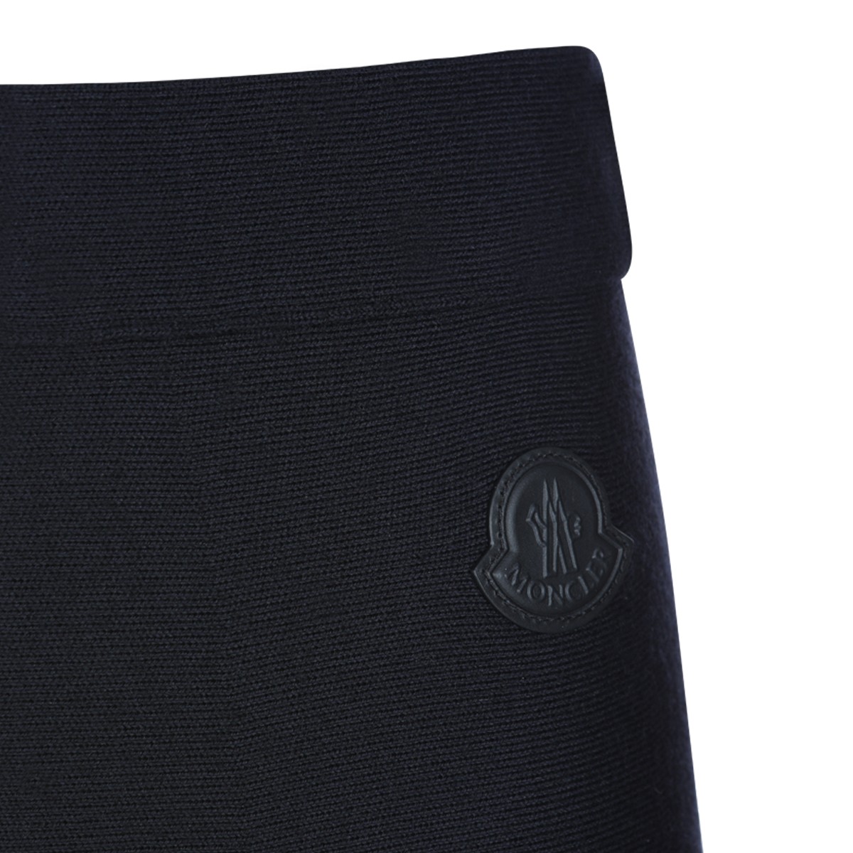 NAVY WOOL BLEND PLEATED MIDI SKIRT