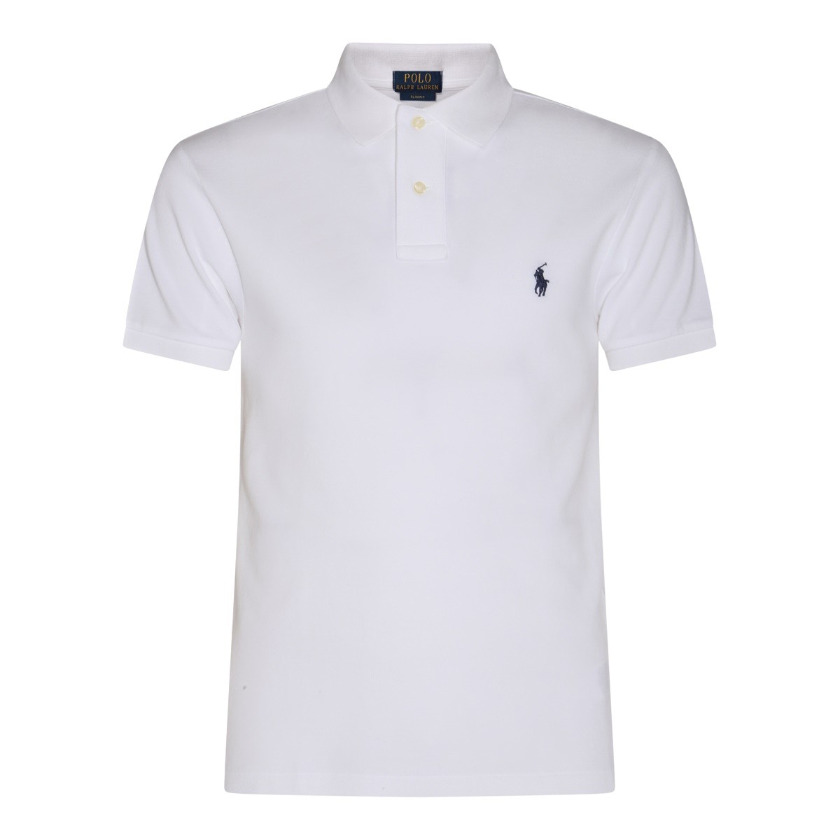 WHITE AND BLUE COTTON POLO SHIRT