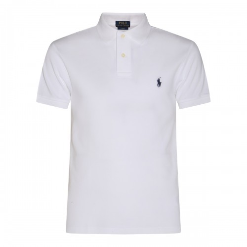 WHITE AND BLUE COTTON POLO SHIRT