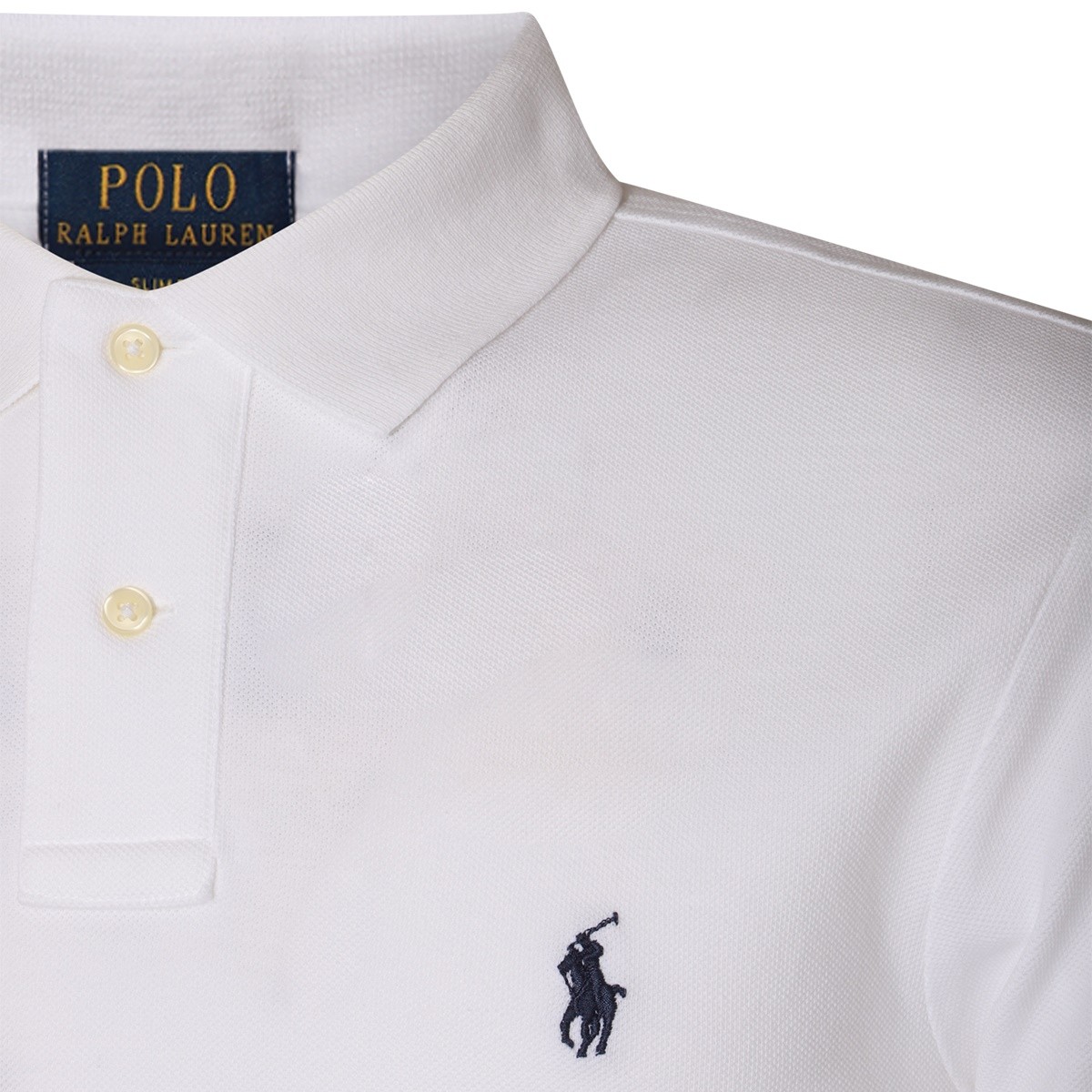 WHITE AND BLUE COTTON POLO SHIRT