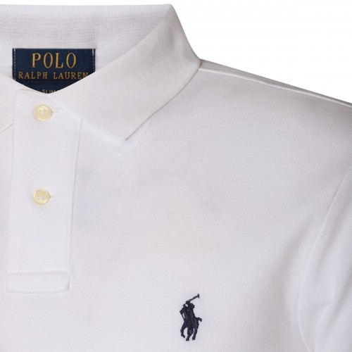 WHITE AND BLUE COTTON POLO SHIRT