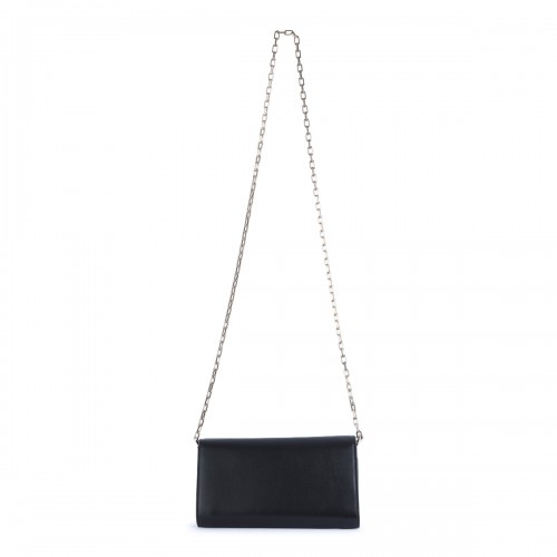 BLACK AND GOLD LEATHER BETTINA WALLET ON CHAIN