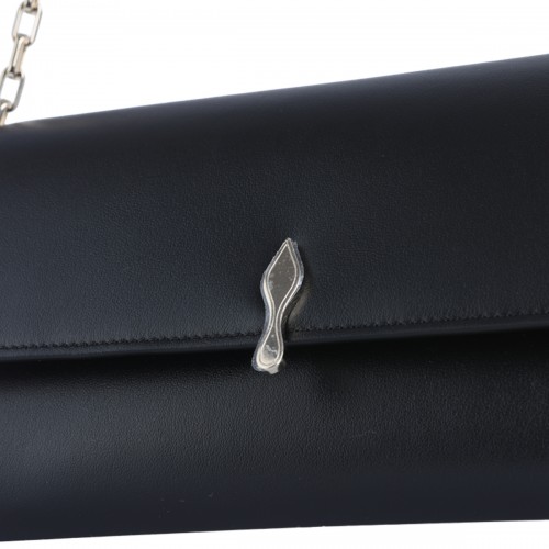 BLACK AND GOLD LEATHER BETTINA WALLET ON CHAIN