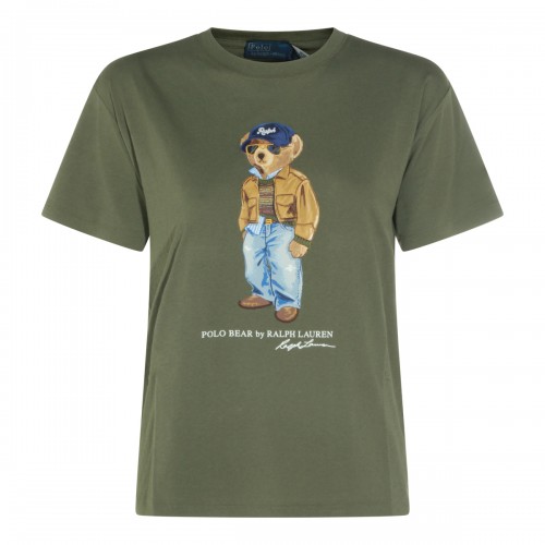 DENSE OLIVE COTTON BEAR T-SHIRT