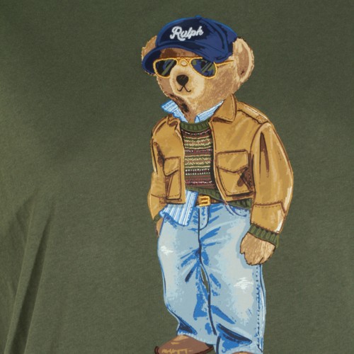 DENSE OLIVE COTTON BEAR T-SHIRT