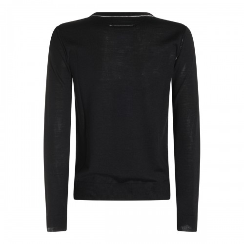 BLACK VIRGIN WOOL LOGO SWEATER 2