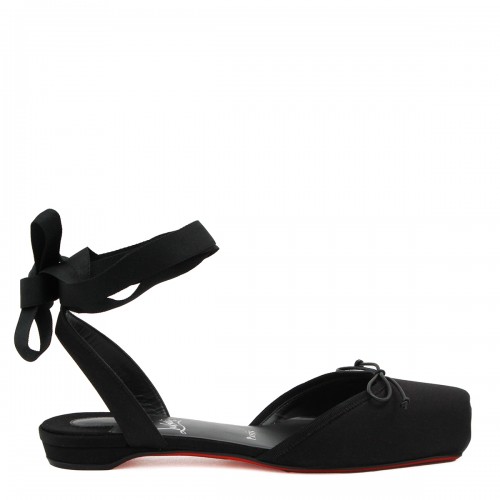BLACK CREPE SATIN CASSIA FLATS