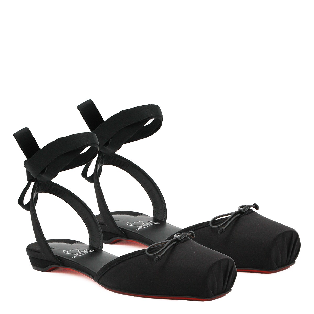 BLACK CREPE SATIN CASSIA FLATS