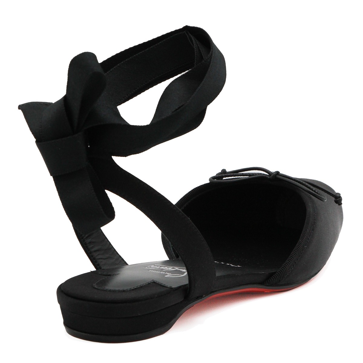 BLACK CREPE SATIN CASSIA FLATS