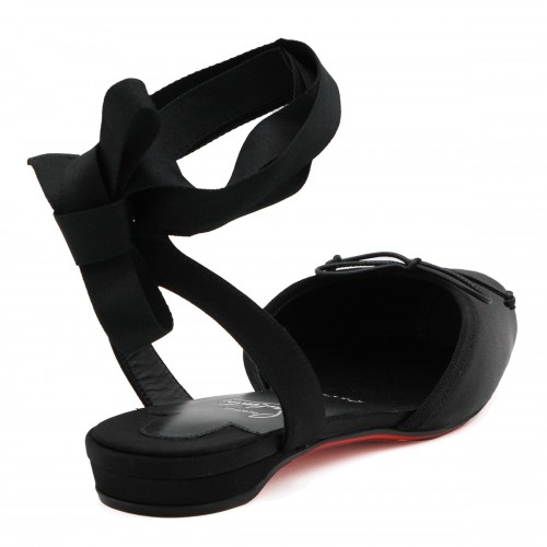 BLACK CREPE SATIN CASSIA FLATS